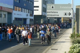 Saída da manifestación, esta cuarta feira