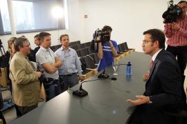 Feijoo en conferencia de prensa, esta quinta feira en Pontevedra